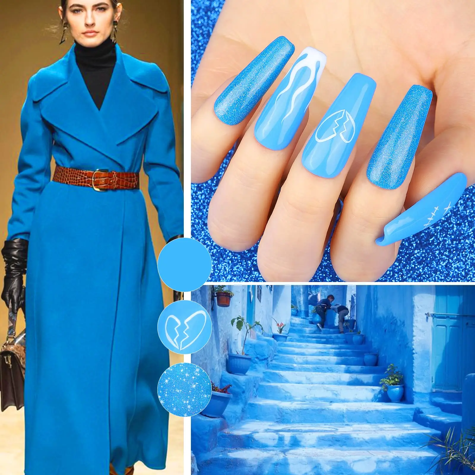 Conjunto de pó acrílico para unhas: 10g * 8 cores, pó acrílico azul para escultura em extensão de unhas acrílicas, adequado para unhas femininas