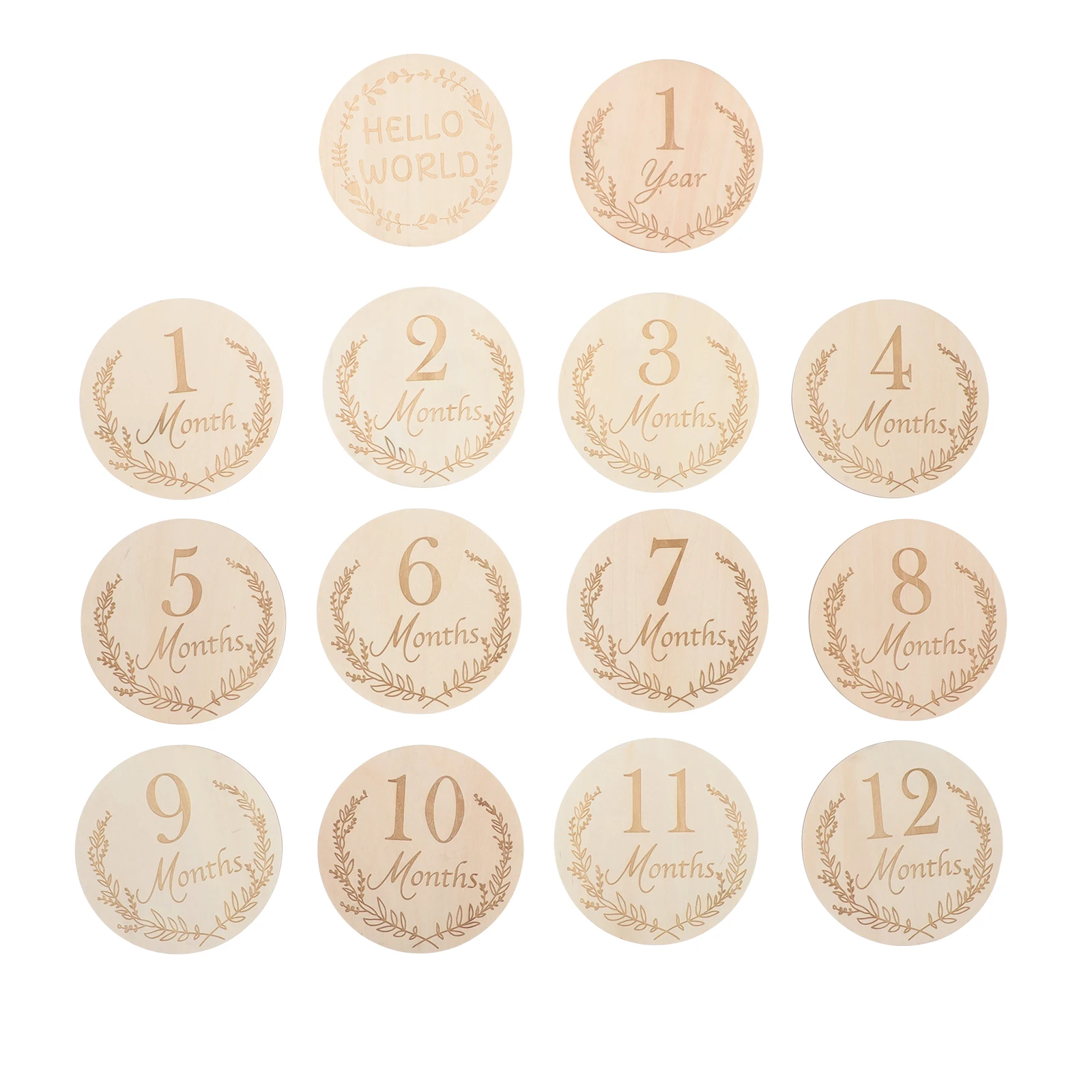 

14 Pcs Baby Growth Cards Wooden Newborn Milestone Photo Props Gifts Track Growth Perfect Souvenir Infant Birthday Cards Monthly