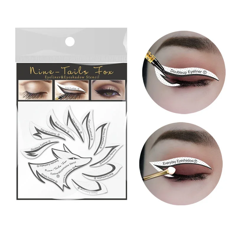 12 adesivi/PC Eyeliner ombretto volpe a nove code benda sull'occhio modelli di ombretti modello modellatura stencil occhi strumenti di ausilio per il trucco
