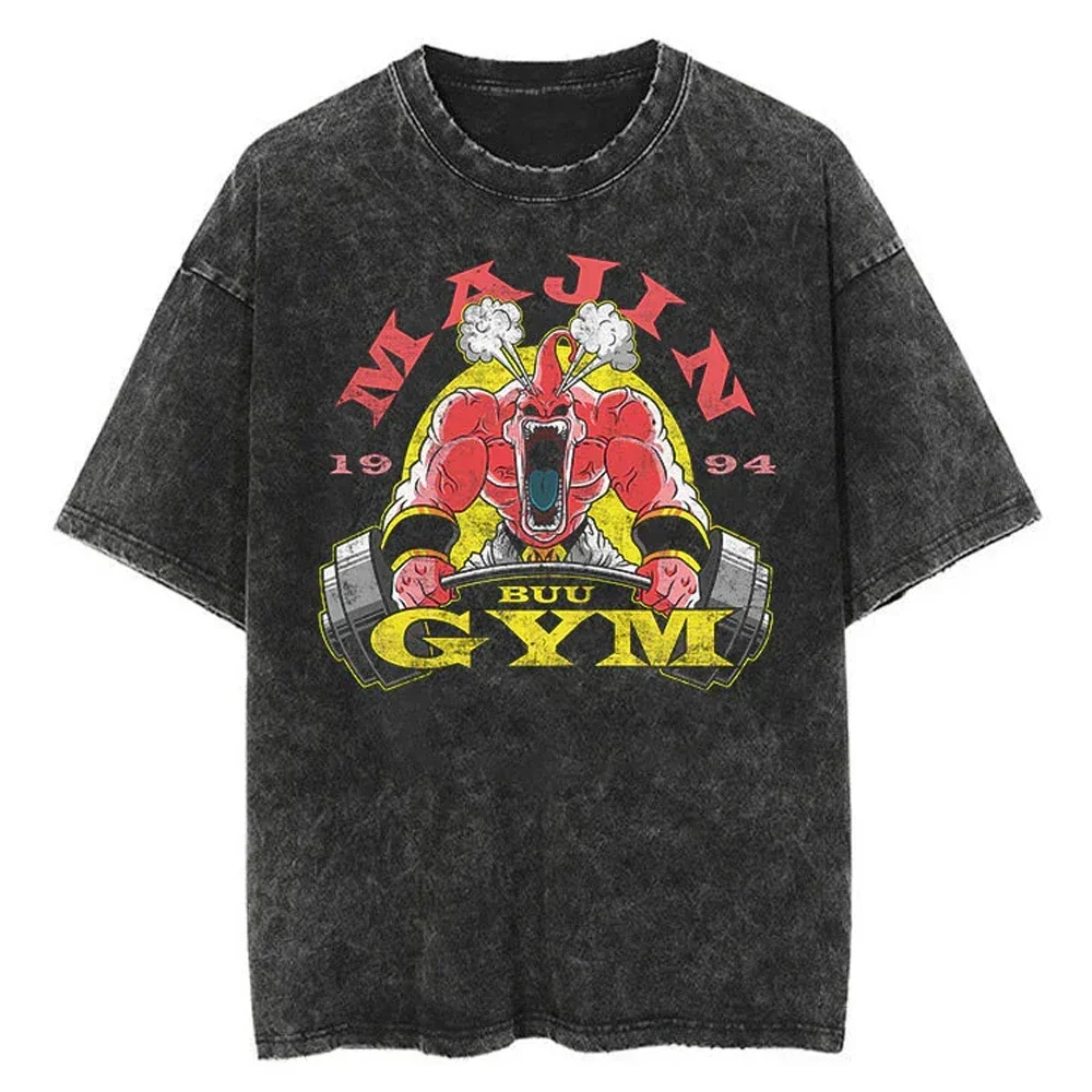 

Hip Hop Anime Dragon Ball Washed Tshirt GYM Japanese Graphic T Shirt Oversized Men Harajuku T-Shirt Loose Top Tees Cotton Black