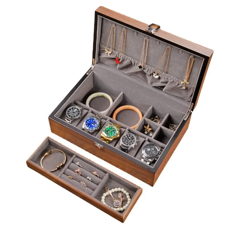 Luxury Wood Watch Boxes Organizer for Men Woman Vintage Mechanical Watch Jewelry Storage Box Men Necklace Display Travel Gift