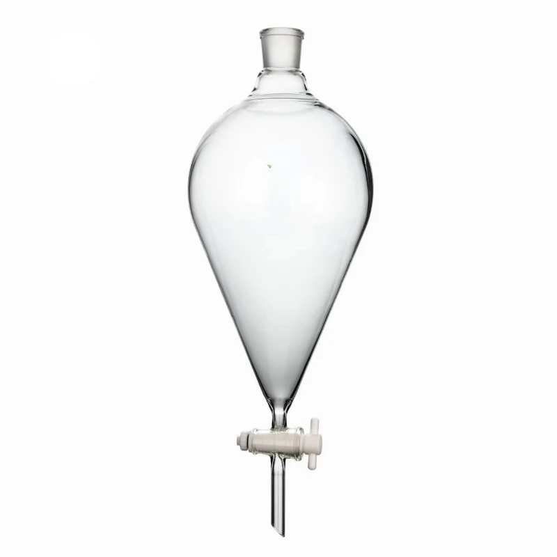 Custom Large Volume Pear Shaped Laboratory Sorting Funnel with Teflon Glass Cocks