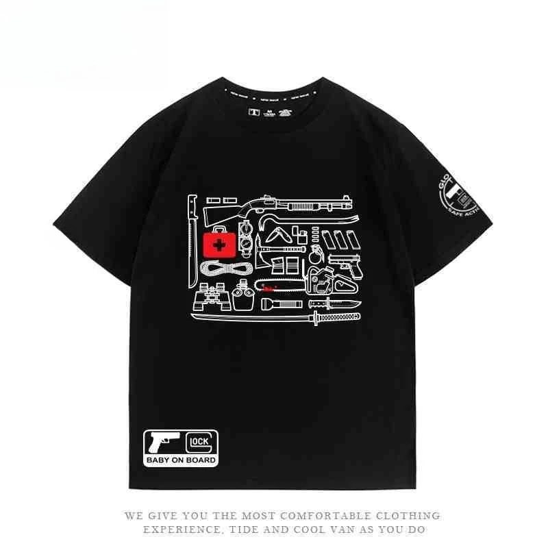 

Glock Tactical Shooting Club IPSC Commemorative Edition Sports Short Sleeve Summer Short Sleeve Loose T-Shirt Oversized T Shirt