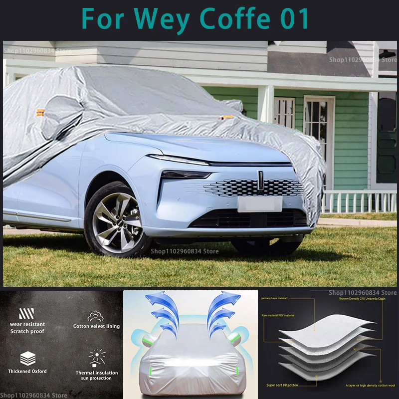 

For WEY Coffee 01 210T Full Car Covers Outdoor Sun uv protection Dust Rain Snow Protective Anti-hail car cover Auto cover