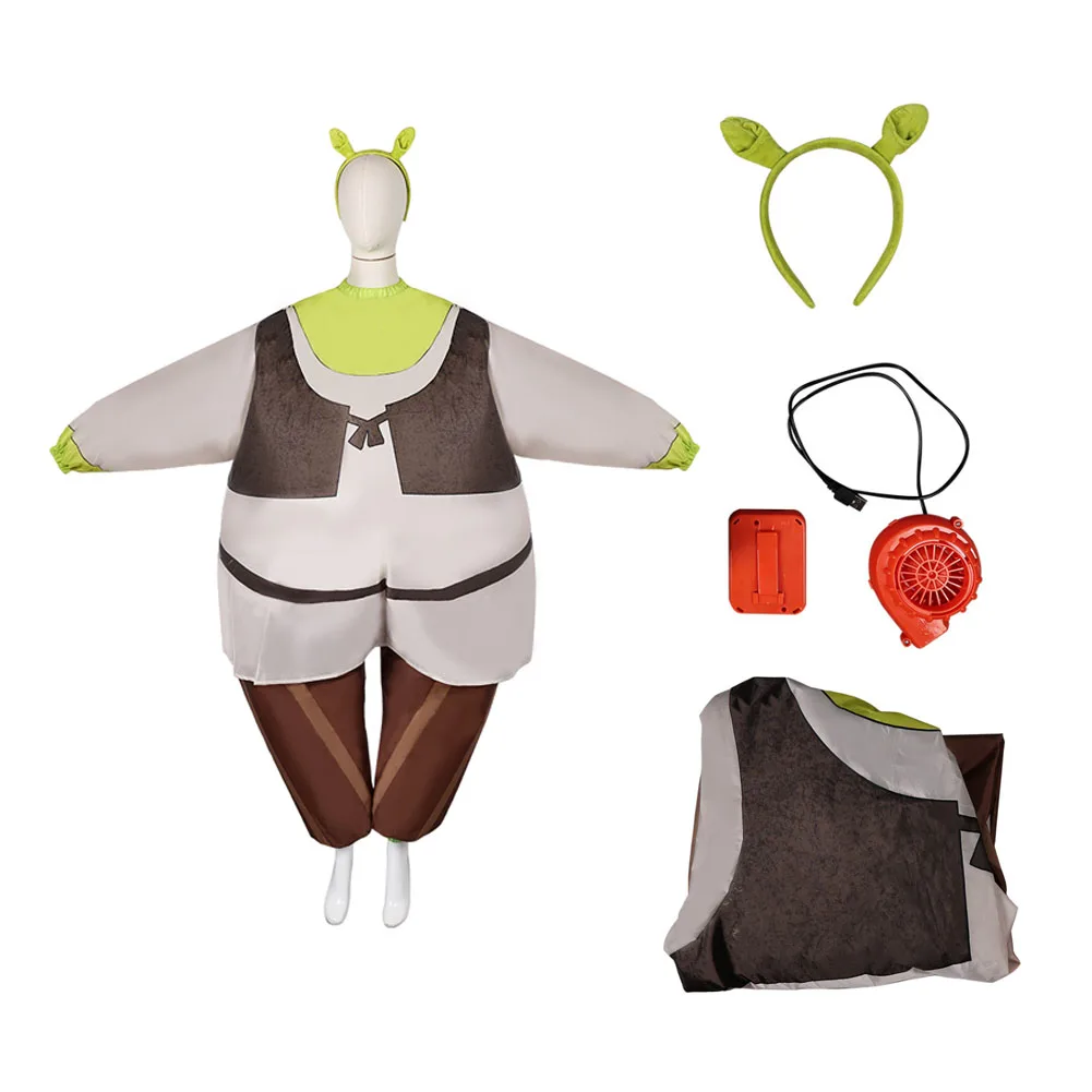 Inflation Pump Shrek Cosplay Inflatable Clothing Costume Monster Fiona Hair Band Party Outfits for Adult Halloween Carnival Suit view 5