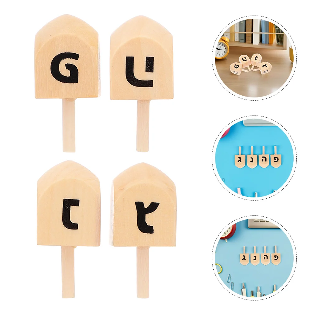 

8Pcs Hanukkah Wooden Spinning Tops Traditional Dreidels Family Gatherings Kids Indoor Outdoor Game Set Mini Dreidels Bulk