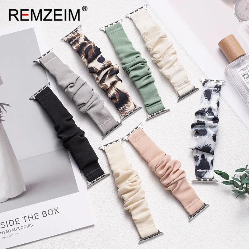 Elastic Scrunchie Strap for Apple Watch Band 40mm 44mm 42mm 38mm 49mm Bracelet Iwatch Ultra 2 Series 3 SE 6 7 8 9 10 45mm 41mm