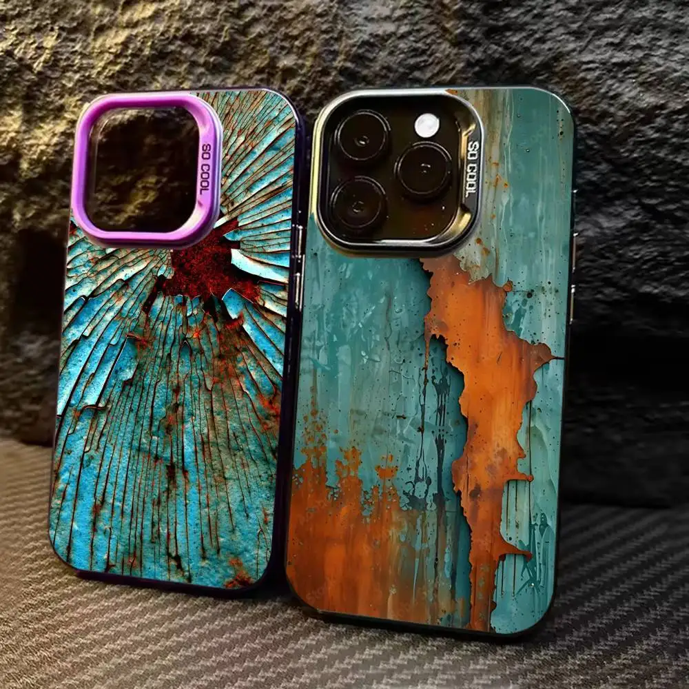 Ретро-индустриальный стиль, ржавый чехол для телефона цвета серебристого цвета для iPhone 17, 16, 15, 14, 13, 12, 11 Pro Max Plus