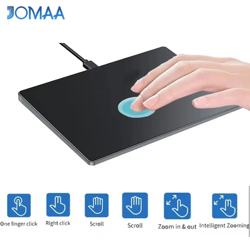 Jomaa Trackpad con cable Muti-Touch, Touchpad con panel táctil USB de alta precisión para computadora portátil Windows 7/10/11, color negro
