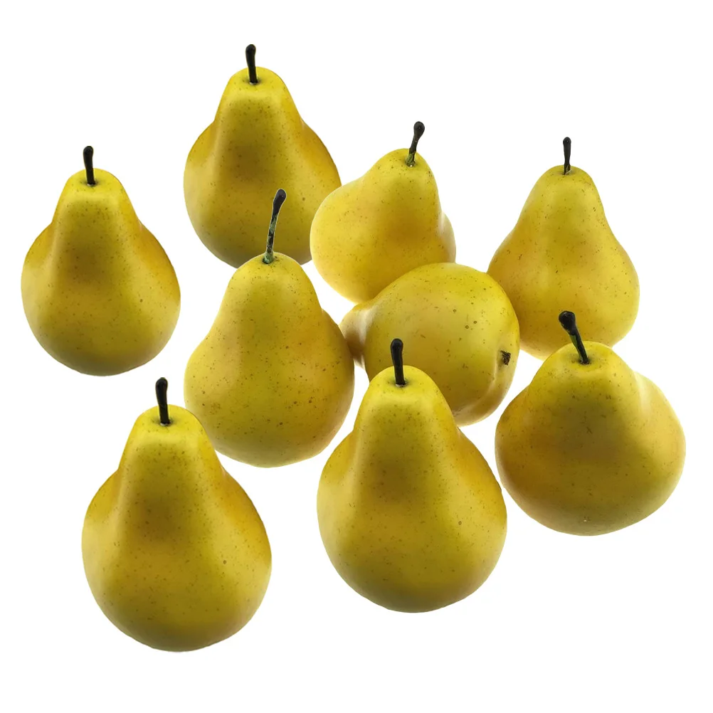 

9Pcs Artificial Pear Decor Lifelike Fake Fruit for Kitchen Dining Table Holiday Party Decoration Realistic Simulation Pears Home