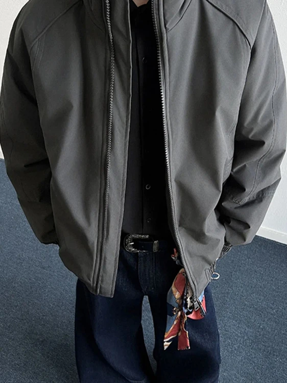 

Deep ey American Cleanfit Thiened ort Cotton Jaet Men's Winter Outerwear Tee-Proof Stand Collar Casual Faion