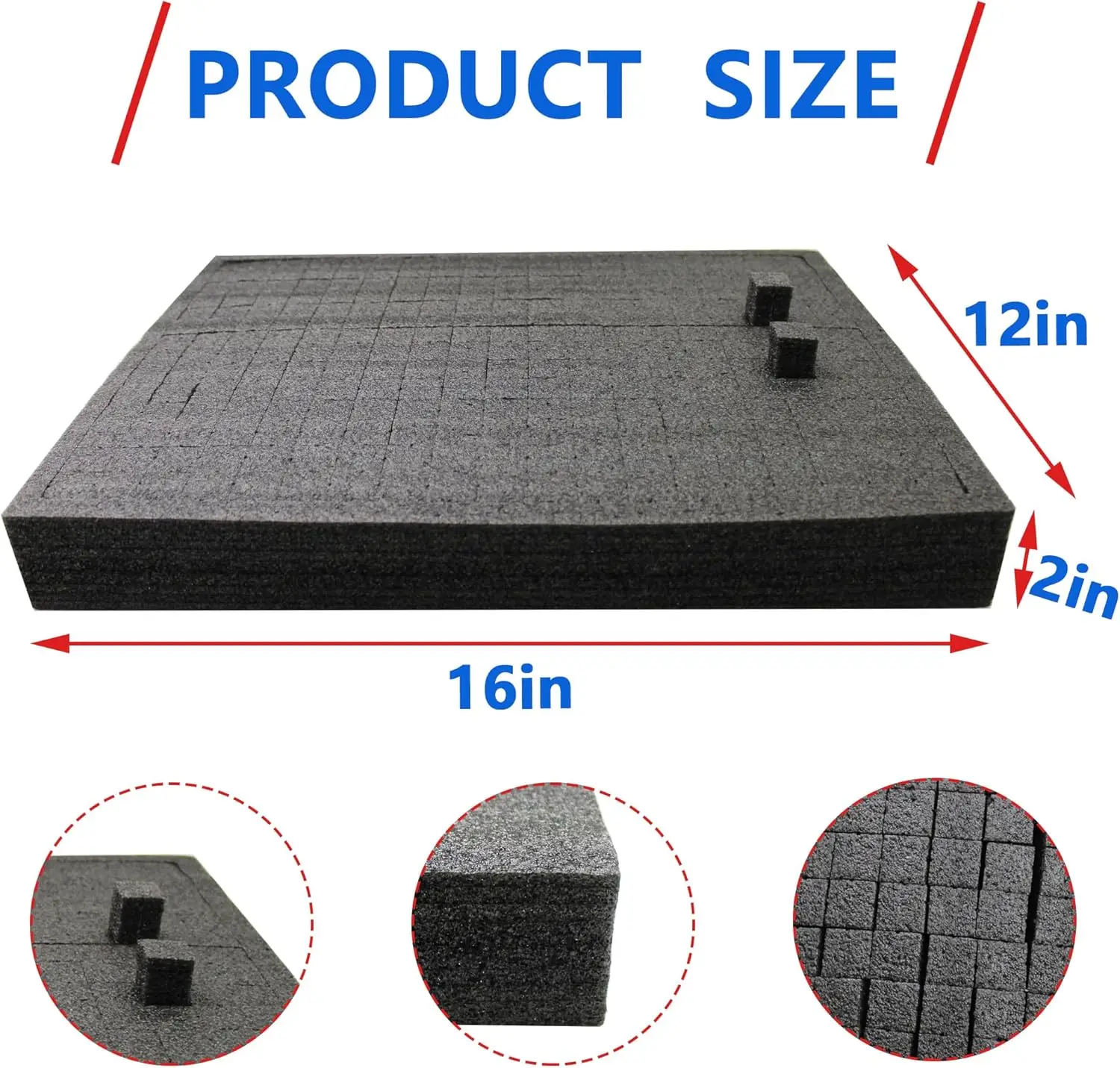 Foam Inserts for Cases 16 x 12 x 2 Inch Pick and Pluck Foam Insert Fits for Board Game Pad Game Box Cases Storage Drawer Pad