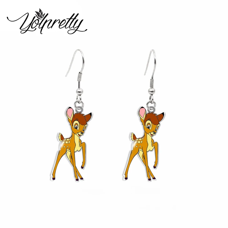 2024 New Arrival Cartoon Little Bambi and Animals Bunny Friends Characters Handcraft Acrylic Epoxy Fish Hook Dangles Earrings