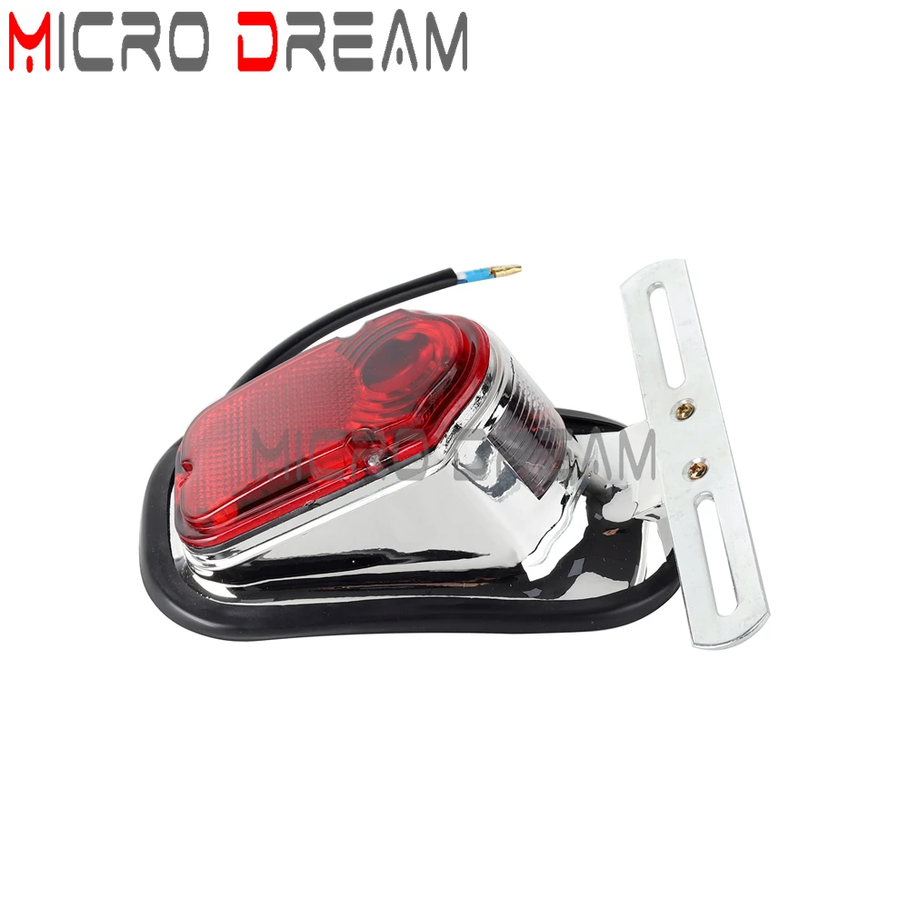 Universal Motorcycle Chrome Red Tombstone Tail Brake Light For Harley Chopper Bobber Custom Rear License Plate Fender Stop Lamp