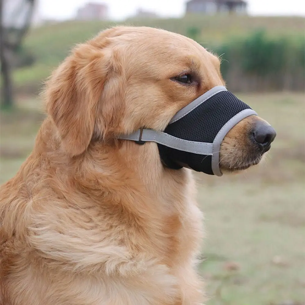 Comfortable Mesh Dog Muzzle Soft Fabric Prevent Biting Dog mouthpiece Allows Panting and Drinking Adjustable Strap Pet mask