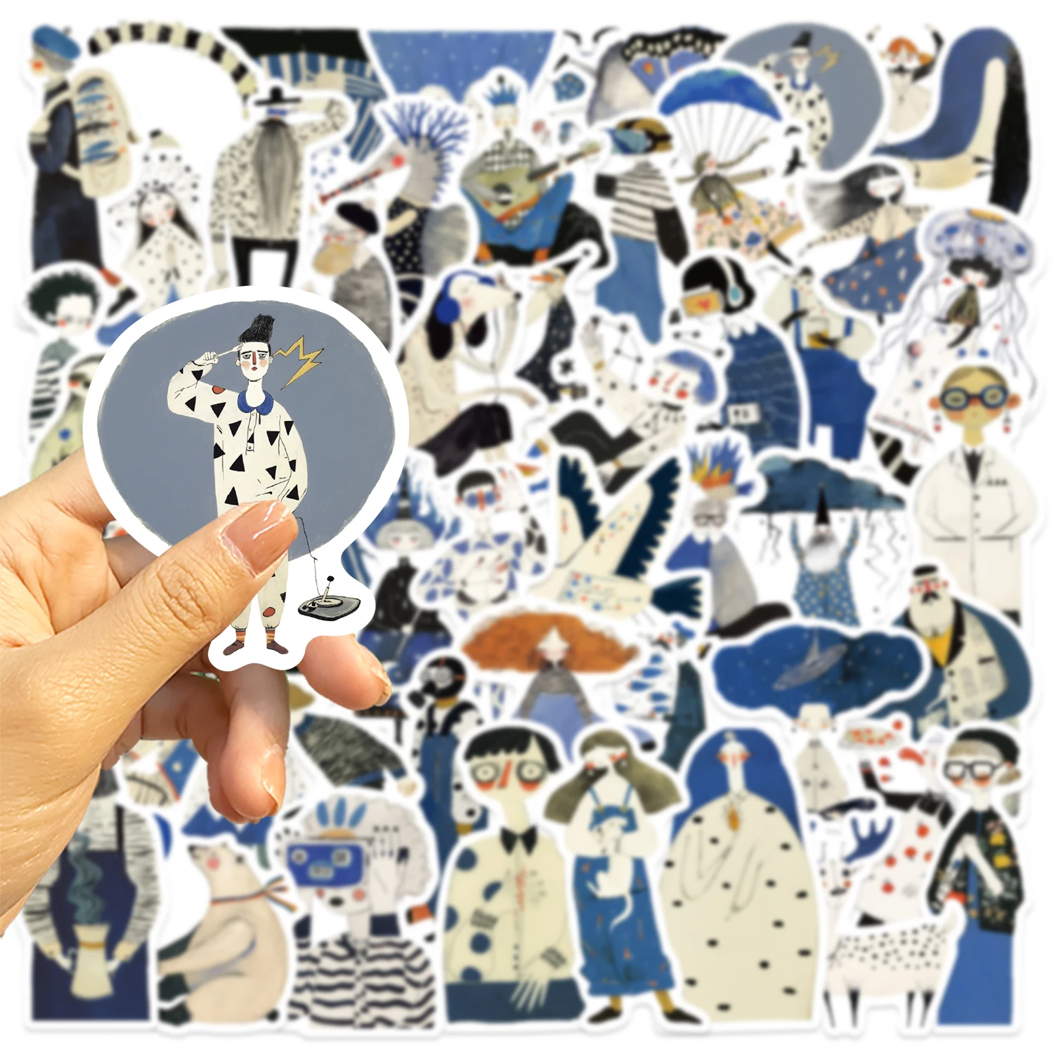 50/100 Uds. Pegatinas artísticas abstractas dibujadas a mano para teléfonos móviles patinetas tazas cajas de almacenamiento manuales decoración DIY