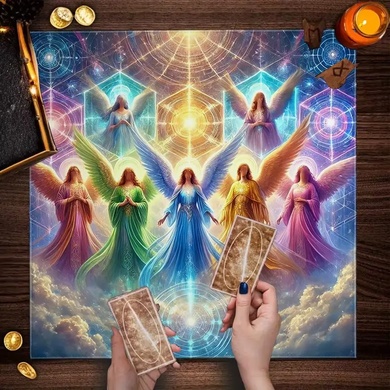 VIKAMA Gilded Spiral Nebula Tarot Card Tablecloth Altar Cloth for Divination Spiritual Meditation Room Decor Witchy Aesthetic