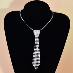 1Pc Fashionable Boutique Simple Necktie Exotic Rhinestone Necktie Necklace for Men and Women