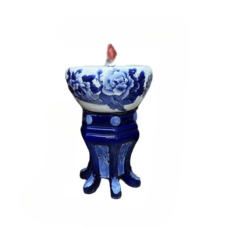

X188Jingdezhen Ceramic Fish Culturing Tub Fish Globe Household Floor Porcelain Base Floor Ornaments
