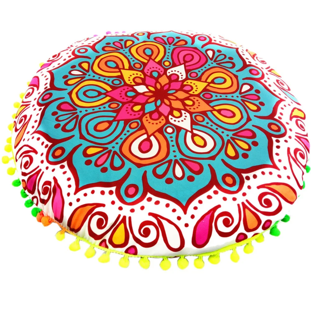 Mandala Floral Round Pillow Cover 17 inch Double Sided Printed Pillow Cushion Cover For Hotel Home Sofa