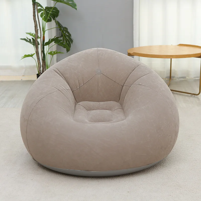 Lazy inflatable sofa recliner, single thickened flocking, outdoor camping, beach home leisure, portable folding and air pump
