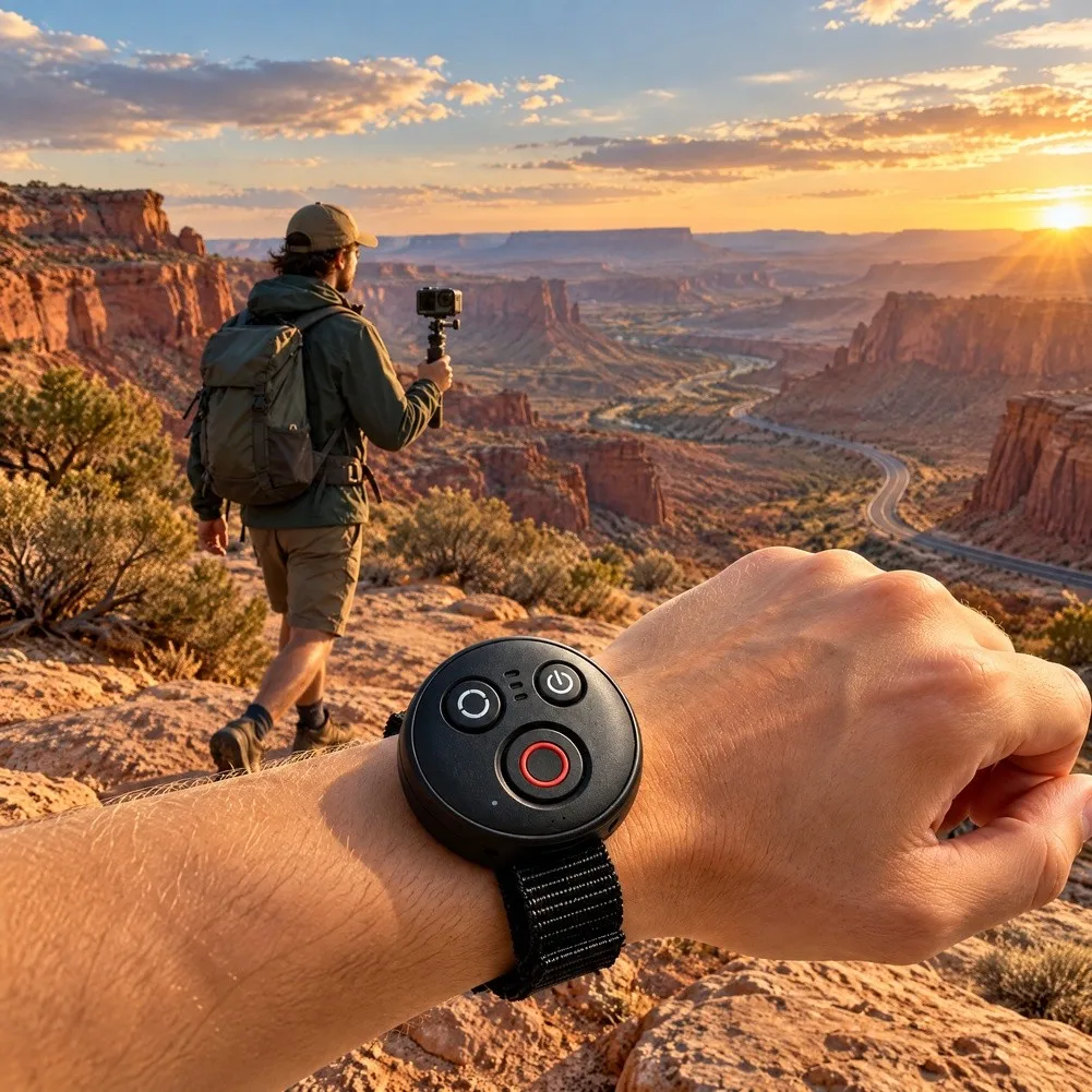 Wireless Remote Control For DJI Action 6 For Insta360 X6 50M Range ABS Camera Shutter With Wrist Bike Mount Strap Outdoor Sports
