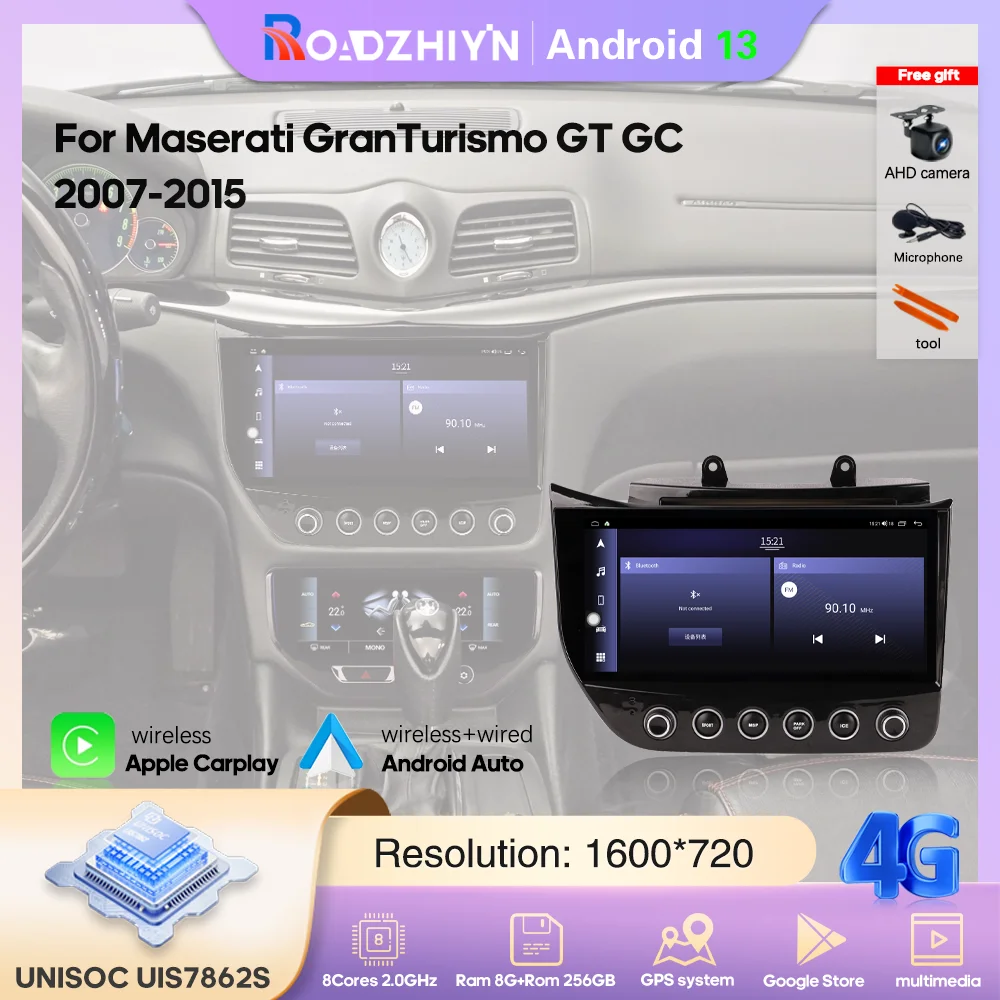 

10.33" Car Radio Multimedia Player For Maserati GranTurismo GT GC 2007-2015 GPS Navigation Android13 Auto Carplay 4G 360Camera