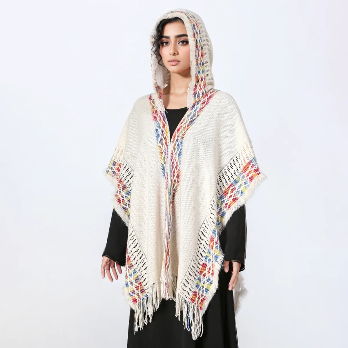 

Fashion Hooded Knitted Shawl Wraps Heavy Long Scarf Pashmina All Season Water-Proof Clothing Female Printed Stoles