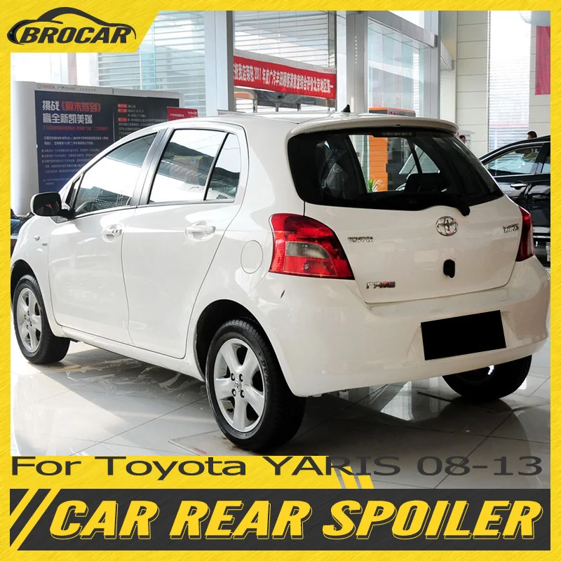 For Toyota Yaris 2008 - 2013 High Quality ABS Plastic Unpainted Color Car Top Wing Glossy Black Spoiler Trunk Boot Wing Spoiler