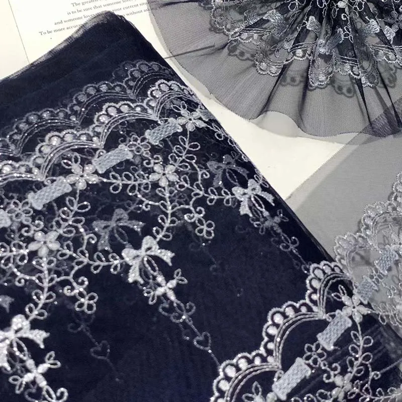 

15Yards Shimmer Bows Embroidered Lace Trim For Lingerie Sewing Craft DIY Apparel Fabric Lace Garment Accessory New