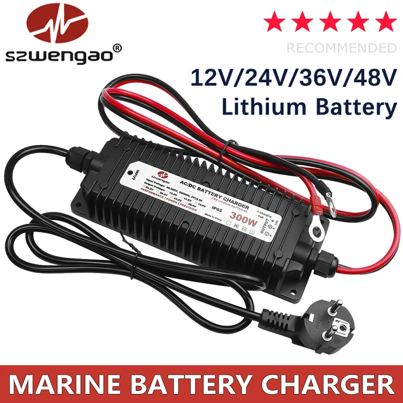 Boat/Camper Marine Lithium Battery Charger AC to DC 90-265V to 14.6V 29.2V 43.8V 58.4V 300W 600W 1000W Smart LiFiPO4 Chargers