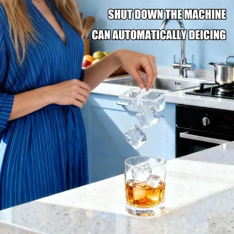 Vehicle and Tabletop Ice Maker Machine with Clear Lid Chamber, ABS Body and Small-Footprint Design for Drink Service