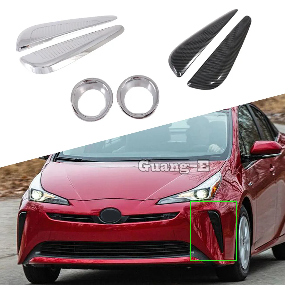 

For Toyota Prius 2019 2020 2021 2022 2023 Car Body Front Fog Light Lamp Detector Frame Stick Eyebrow ABS Chrome Trim Parts 2PCs
