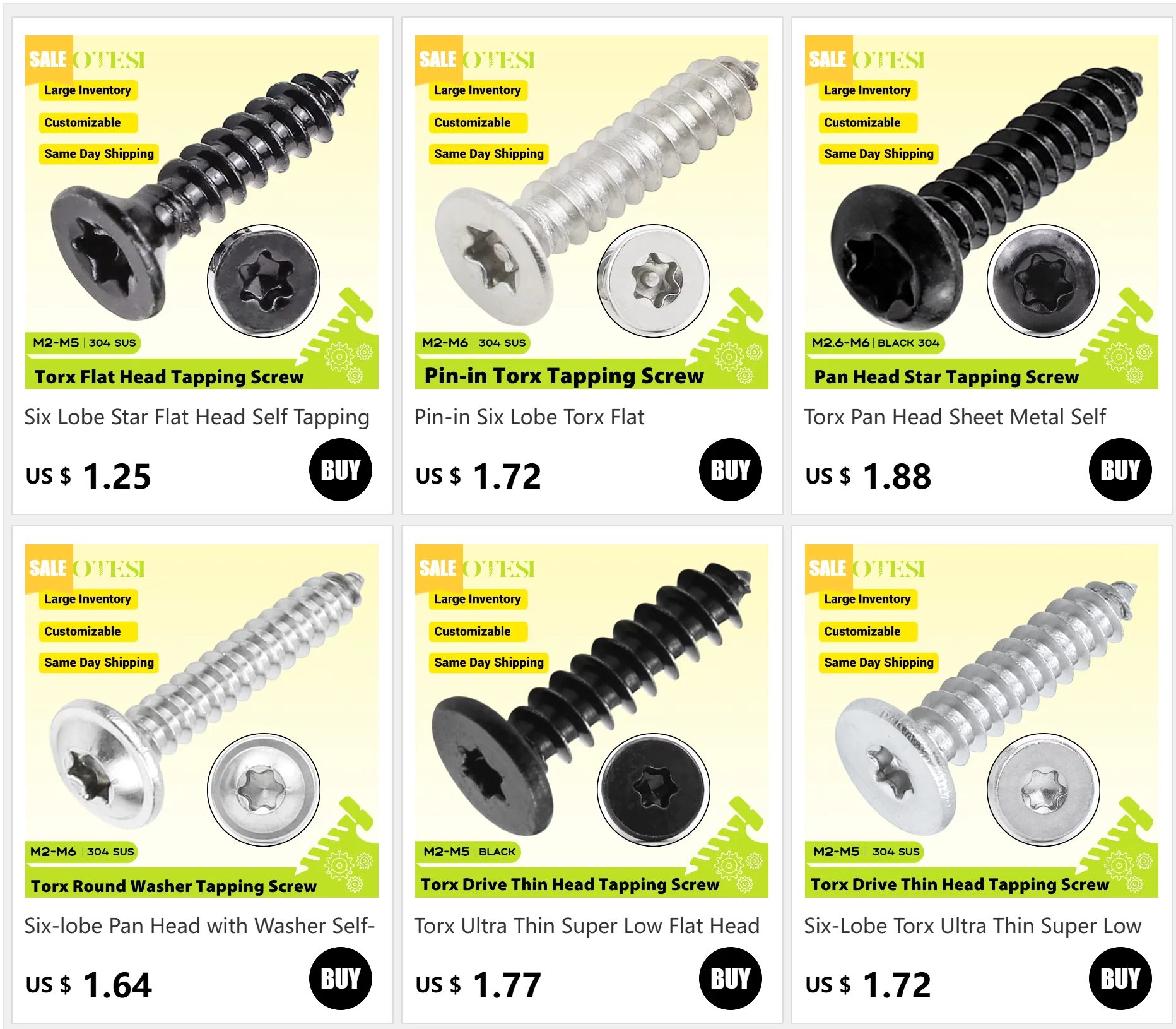 Torx-Senkkopfschrauben aus Edelstahl 304, Selbstschneidend, M2 M2.3 M2.6 M3 M3.5 M4 M5 M6, Sechskant-Holzschrauben – Detail 1