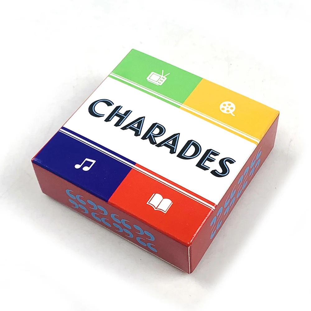 Mini jogo de charadas com 50 cartas, portátil, para camping e férias, para adultos e família, para entretenimento após o jantar, jogo de tabuleiro