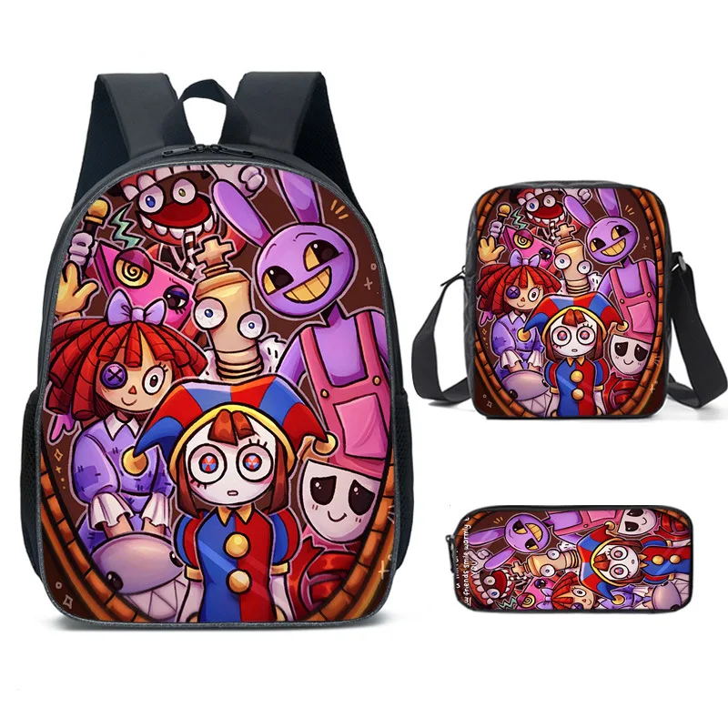 The Amazing Digital Circus Student School Bag Backpack Set Boys Girls Anime Kawaii Cartoon School Bag Mochila