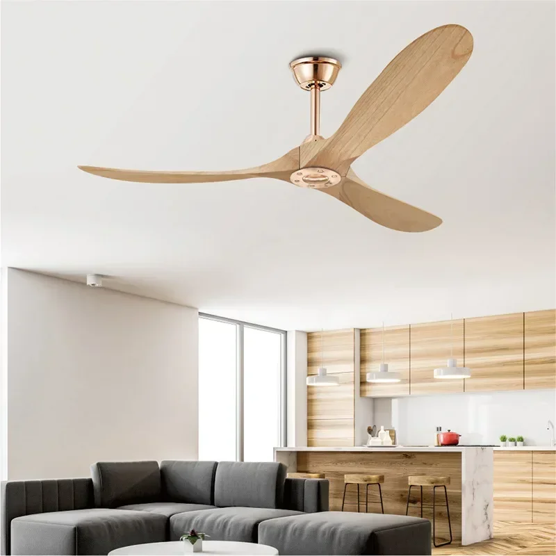 2026 Strong Wind Frequency Conversion Wood Ceiling Fan 42 Inches LED Lights with Remote Control for Living Room Bedroom