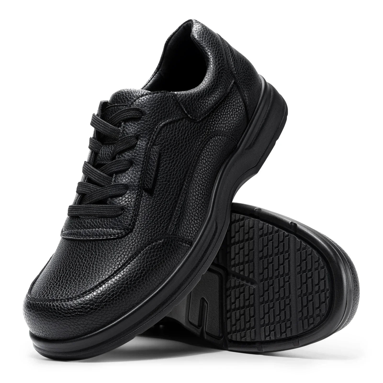FitVille Herren Breite Leder-Oxford-Schuhe Wasserabweisende Rutschfeste Business-Anzugschuhe mit Verstellbarem Riemen für Geschwollene Füße – Detail 8