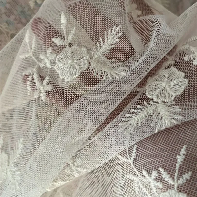 Romantic lace embroidery floral mesh fabric French wedding dress dress fashion embellishment fabric