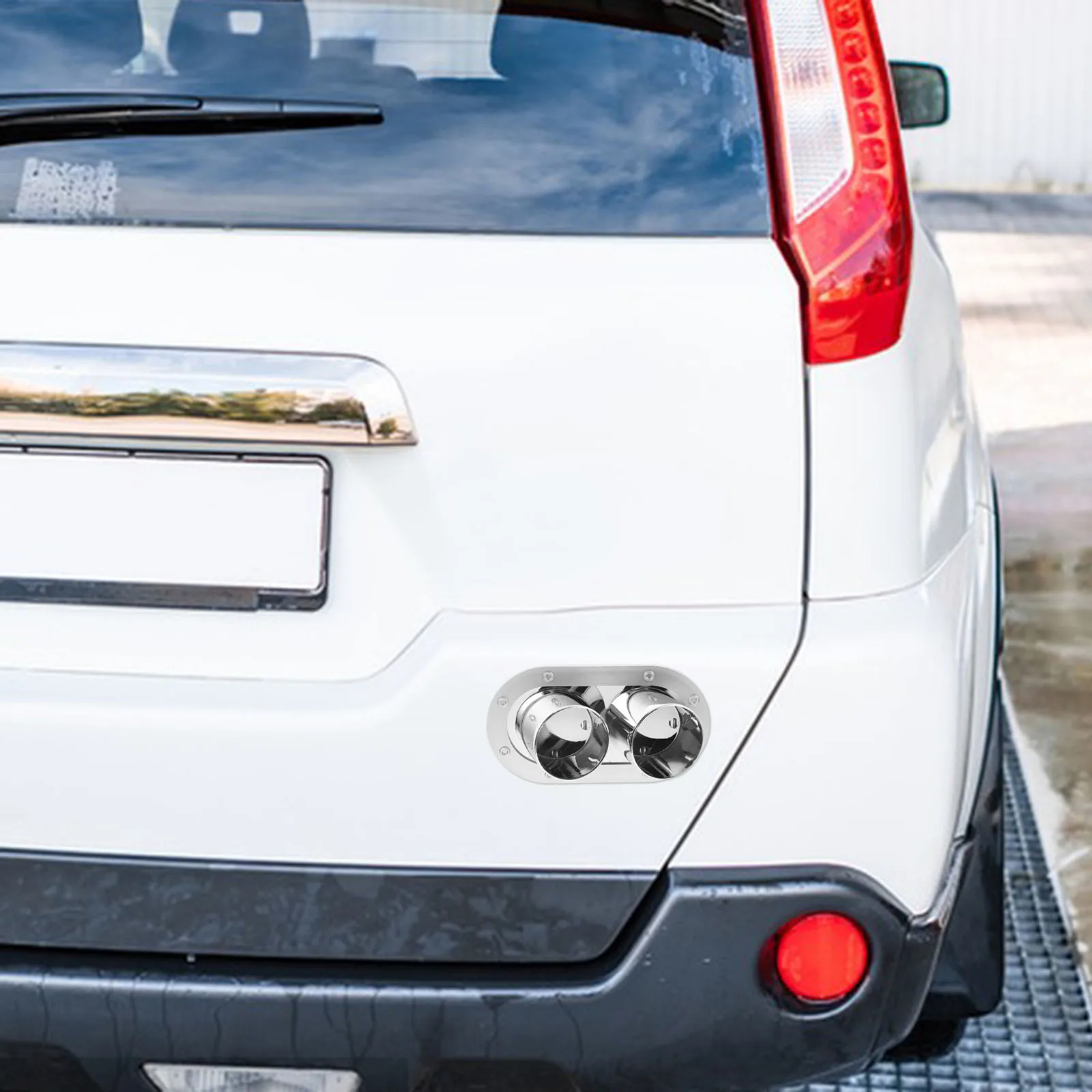 

Exhaust Pipe Decoration Sticker Realistic Dual Automotive Tail Muffler Universal Bumper Protective Decals Scratch Resistant Easy