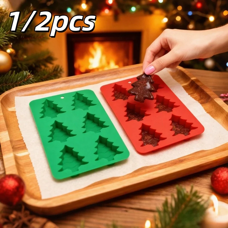 1/2 stücke Weihnachten Silikon Backformen Weihnachtsbäume Diy Hausgemachte Backen Werkzeuge Schokolade Mousse Kuchen Dekoration Zubehör
