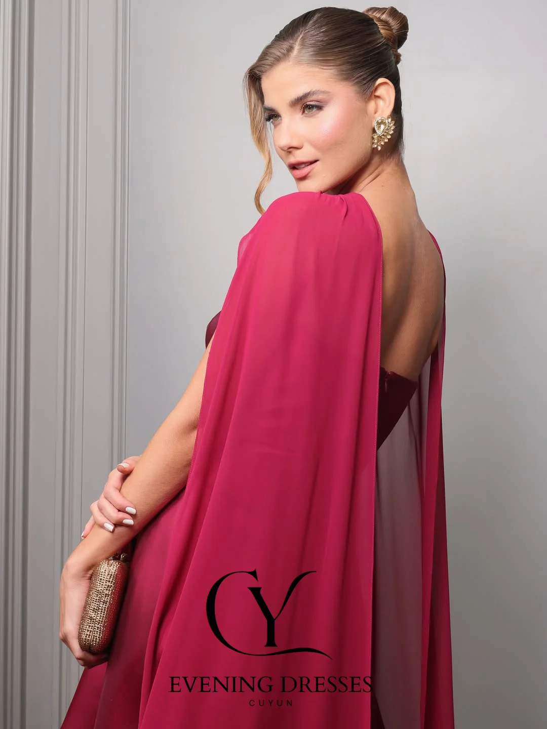 فساتين سهرة رسمية فاخرة من CUYUN للنساء بدون حمالات مع شال مخصص للولائم للنساء