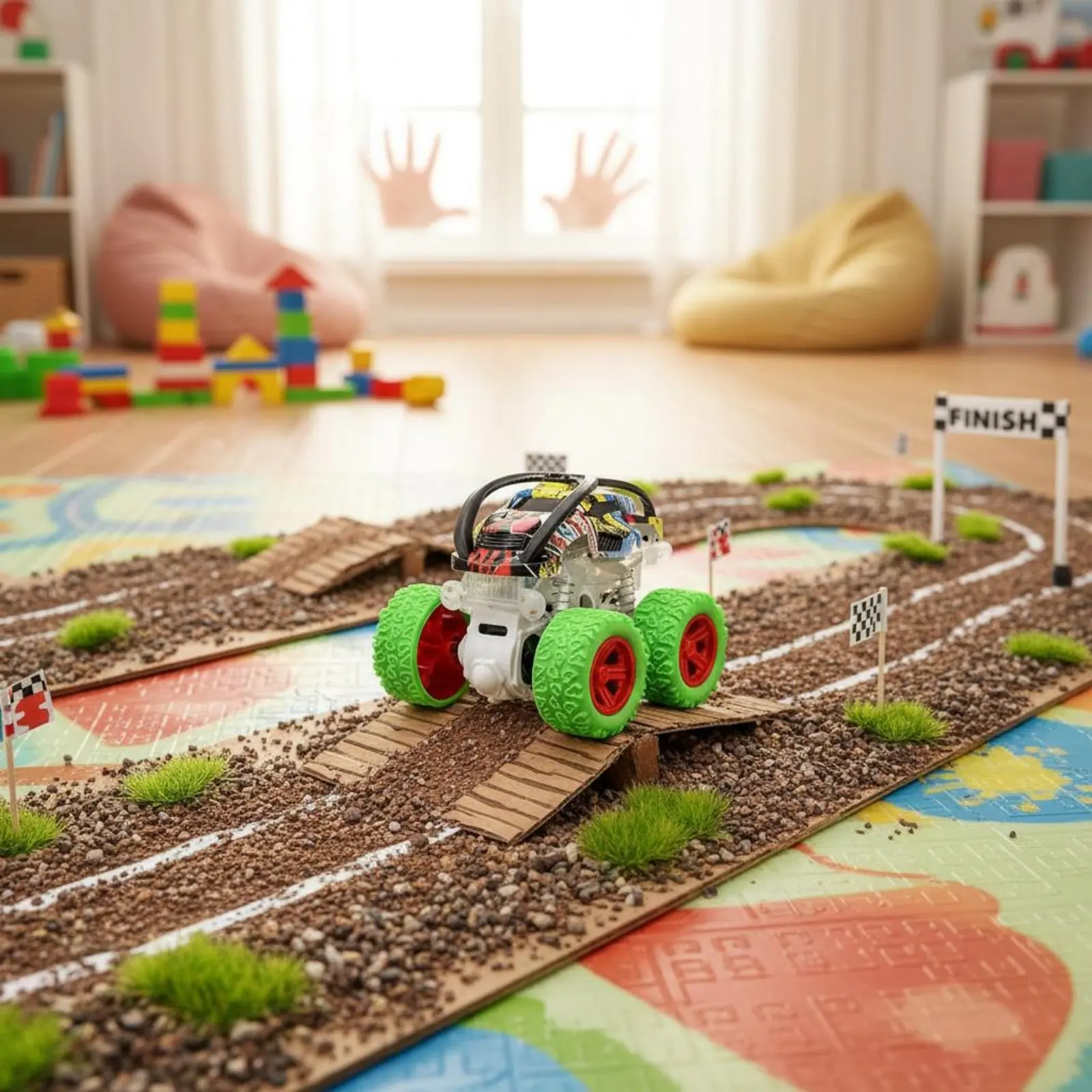 Push-and-Move Powered Toy Car Multi-Surface 360° Flip Acrobatic Car Push and Move Monster Vehicle Sturdy & Crash-Resistant