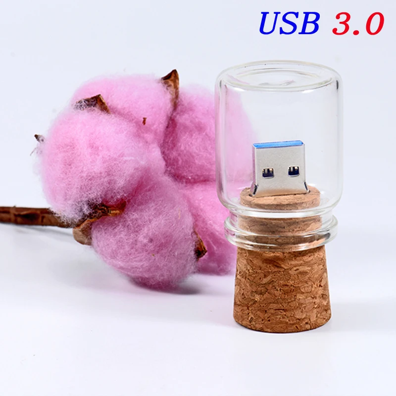 زجاجة زجاجية عالية السرعة صندوق خشبي 64 جيجابايت محرك فلاش USB شعار مجاني 32 جيجابايت محركات القلم التصوير 16 جيجابايت ذاكرة عصا 3.0 U القرص 8 جيجابايت