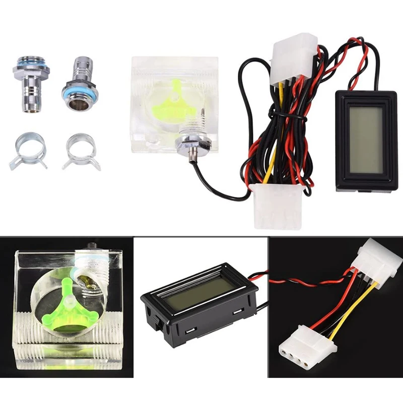 ABGN Pc 3-позиционный расходомер, цифровой термометр, комплект системы водяного охлаждения компьютера с двумя разъемами и зажимом-пагода