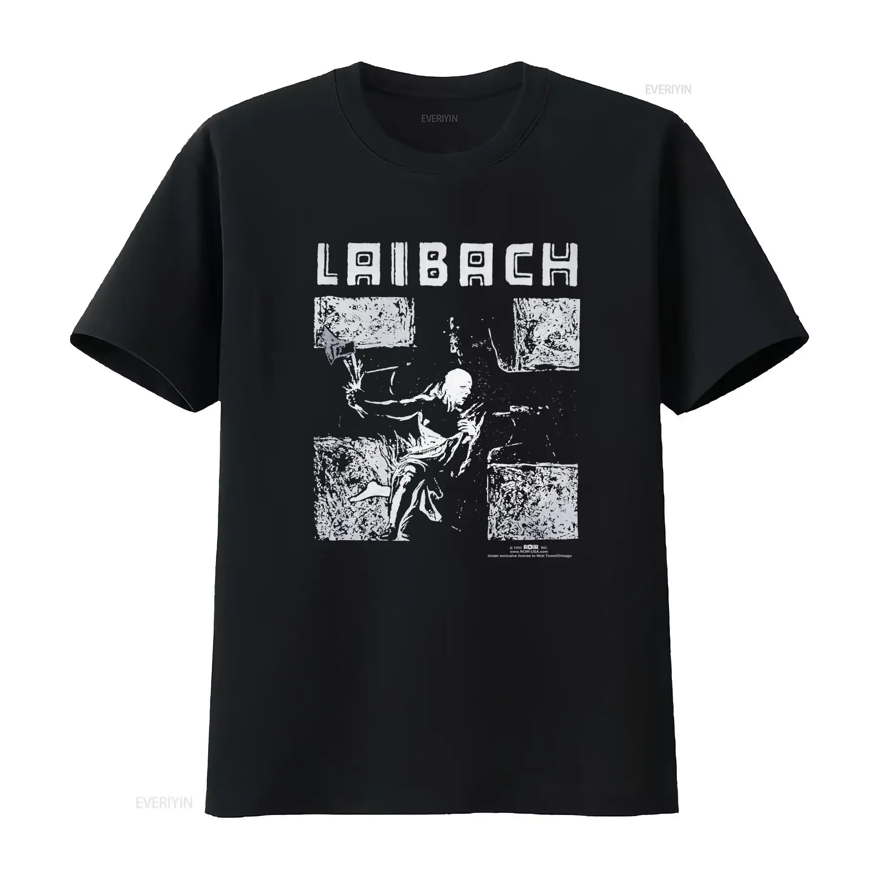 VINTAGE LAIBACH RIBACH FRONT PRINT CREW NECK SHORT SLEEVE T SHIRT TOP BLACK Used vintage Washed Comfortable Soft Stylish