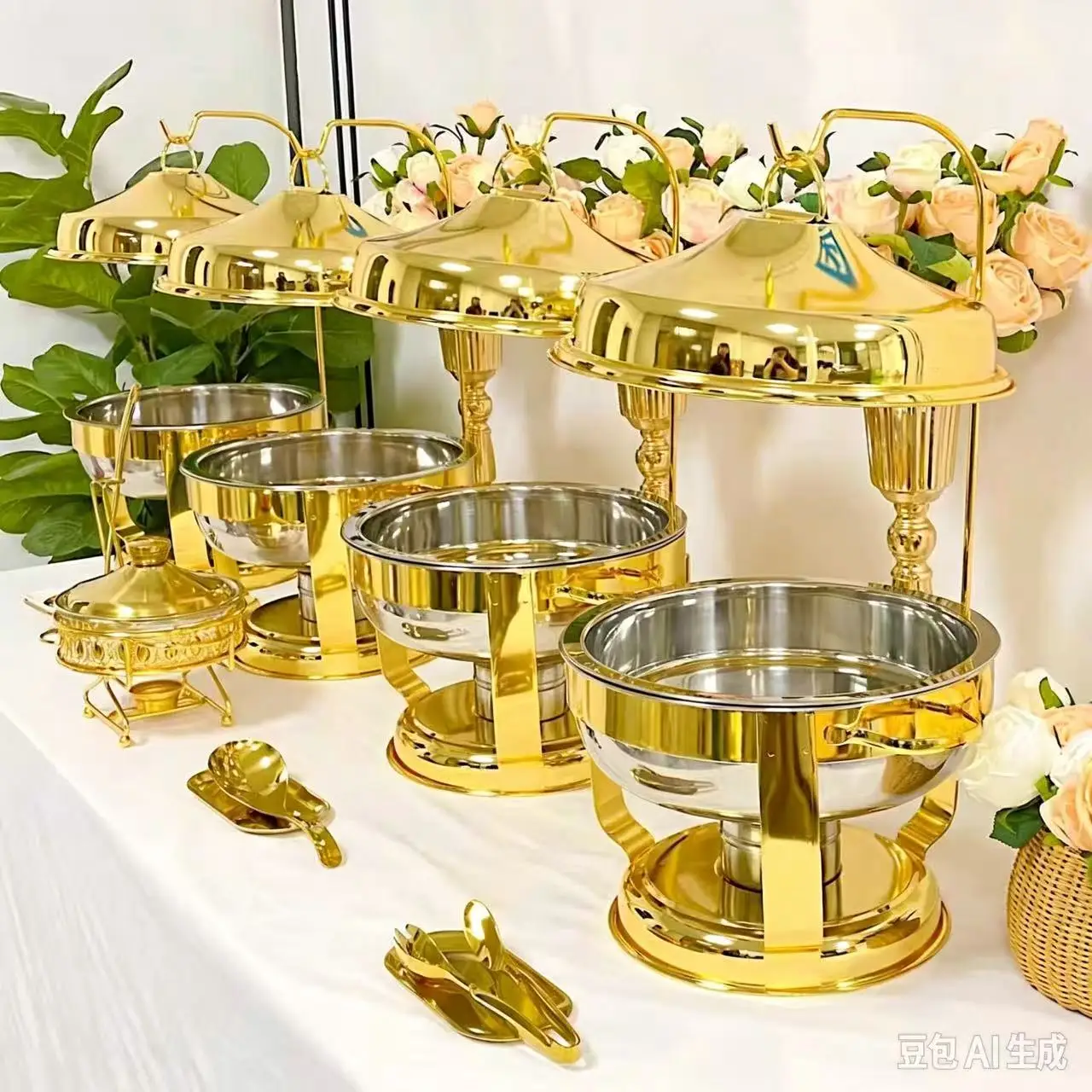 Hot Sale 9L Party Wedding Equipment Hot Pot with Hanging Lid, Food Self-Service Buffet Food Warmer Hot Pot Set