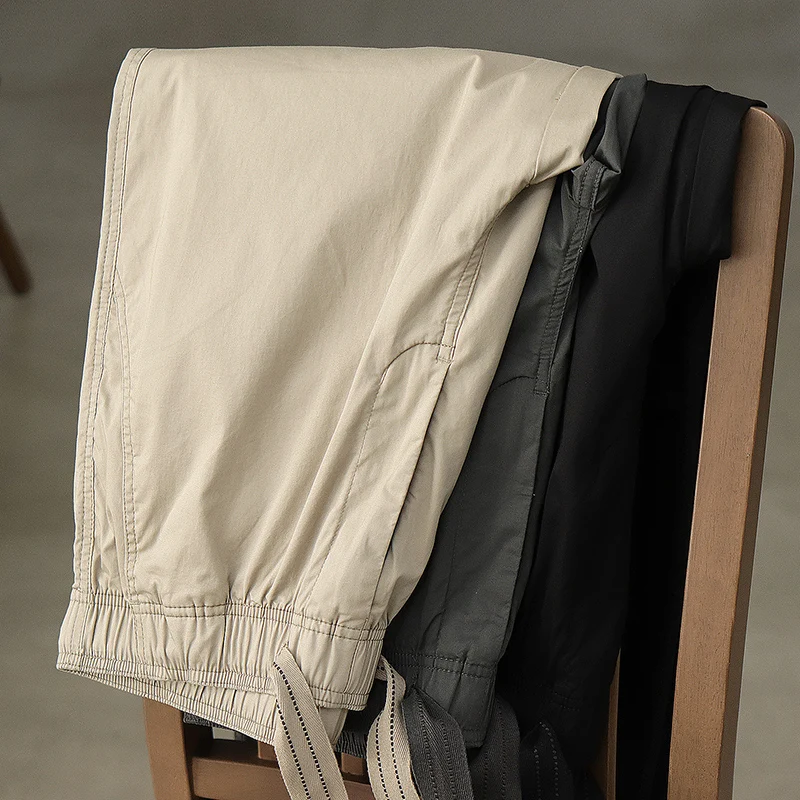 

Мужские летние тонкие прохладные брюки с широкими штанинами, свободные прямые повседневные брюки с завязками, дышащие, в винтажном японском стиле