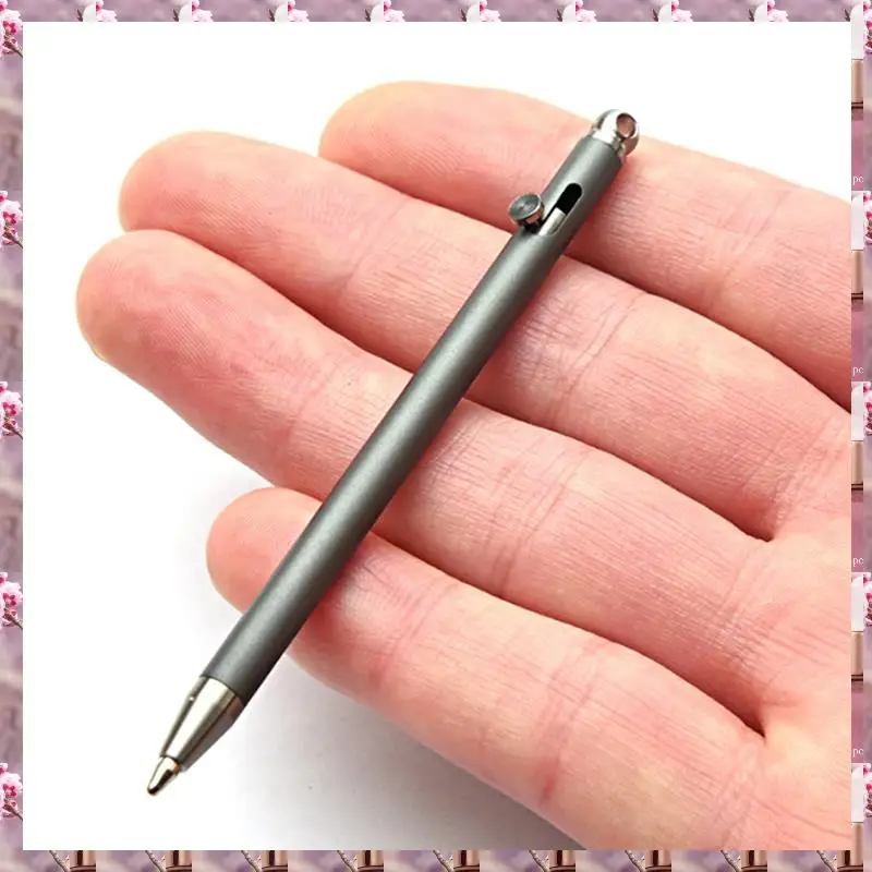 2025 Pure Titanium Mini Compact Bolt Pen Portable Metal Ballpoint Pen For Travel For Guest Signature Gray Titanium,Pure Titanium