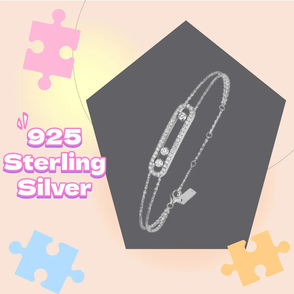 

S925 Sterling Silver Three Diamond Bracelets Fashionable And Personalized Jewelry, High-quality Valentine's Day Gift